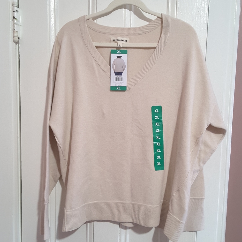 Lucky Brand Cream V-Neck Sweater